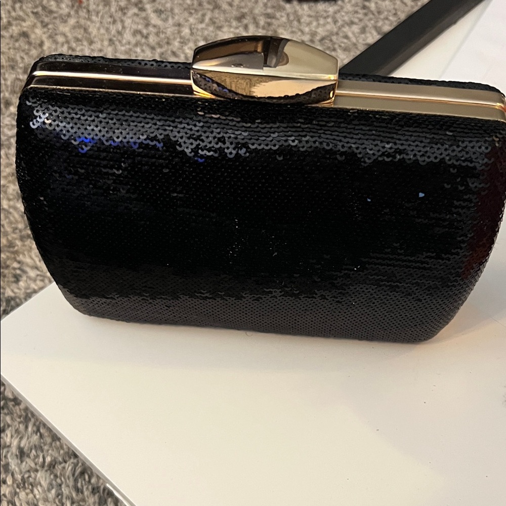 Glamorous Black Sequin Clutch